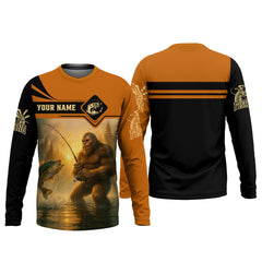 Maxcorners Bigfoot Fishing, SPF Long Sleeve Shirts, Funny Fishing Shirt, Best Fishing Gifts, Mens Casual Shirts