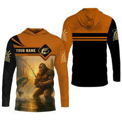 Maxcorners Bigfoot Fishing, SPF Long Sleeve Shirts, Funny Fishing Shirt, Best Fishing Gifts, Mens Casual Shirts