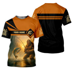 Maxcorners Bigfoot Fishing, SPF Long Sleeve Shirts, Funny Fishing Shirt, Best Fishing Gifts, Mens Casual Shirts