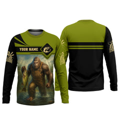 Maxcorners Bigfoot Fishing, SPF Long Sleeve Shirts, Funny Fishing Shirt, Presents For Fishermen, Bass Fishing