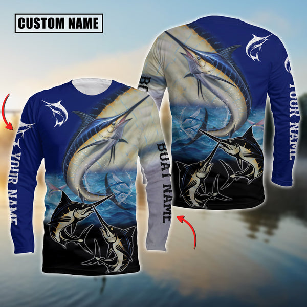 Maxcorners Marlin Fishing Customize Name 3D Shirts