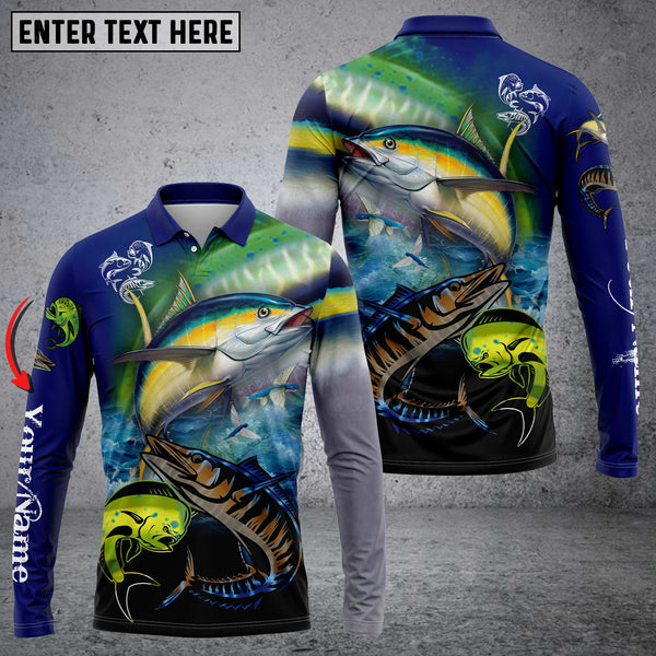 Maxcorners Mahi-Mahi, Wahoo, Tuna Fishing Customize Name 3D Shirts