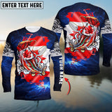 Maxcorners Customize Name Fishing Canada Flag 3D Shirts