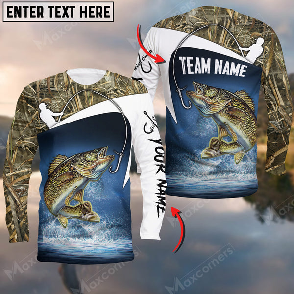 Maxcorners Walleye Fishing Customize Name 3D Shirts