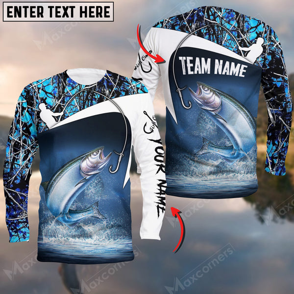 Maxcorners Chinook Salmon Fishing Customize Name 3D Shirts