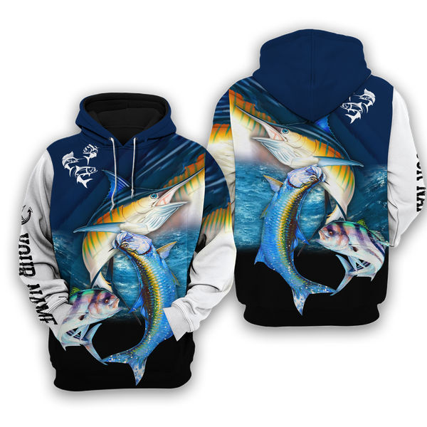 Maxcorners Customize Name Fishing Atlantic Sailfish, Roosterfish, Tarpon 3D Shirts