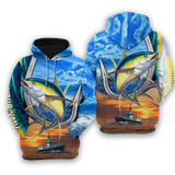 Maxcorners Yellowfin Tuna Fishing Customize Name 3D Shirts