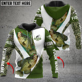 Maxcorners Customized Name Crappie Fishing Camo 3D Shirts