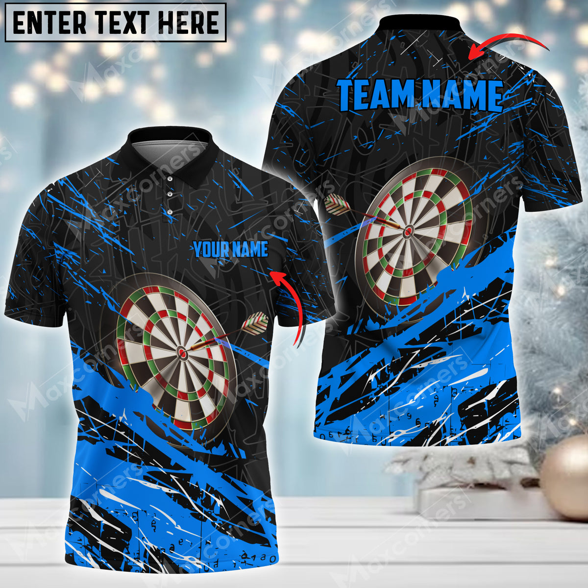 Maxcorners Style Darts Multicolor Option Personalized Your Name 3D Shirt