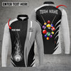 Maxcorners Billiards Ball Colourful Personalized 3D Long sleeve zipper Polo Shirt