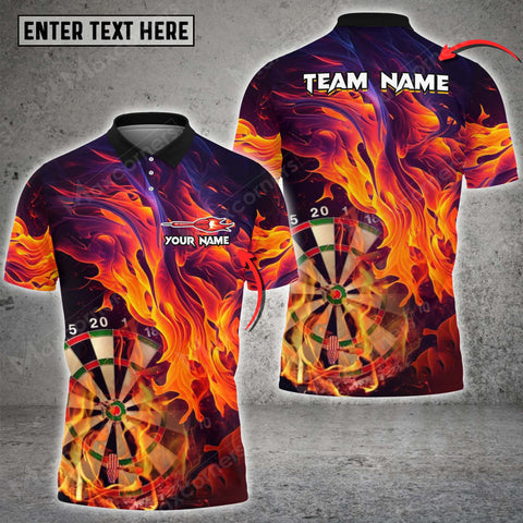 Maxcorners Darts Fire Art Personalized Name, Team Name 3D Shirt