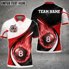 Maxcorners Billiards Ball 8 Art Color Fire Personalized Name, Team Name Unisex Shirt ( Multicolor Options )