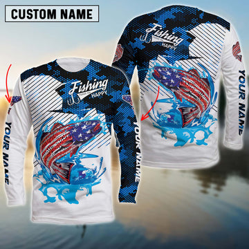 Maxcorners Fishing Makes Me Happy Customize Name 3D Shirts