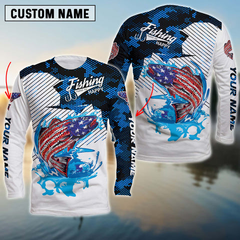 Maxcorners Fishing Makes Me Happy Customize Name 3D Shirts