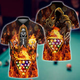 Maxcorners Billiard Ball Skull Player Polo Shirt