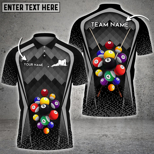 Maxcorners Personalized Team Name Billiards Ball Colourful Polo Shirt