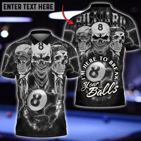 Maxcorners Billiards Ball Skull Personalized 3D Shirt