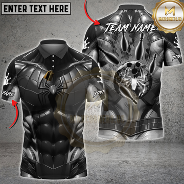 Maxcorners Bowling Black Spider Armor Bowling Ball Personalized Name 3D Unisex Shirt