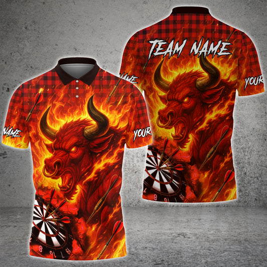 Maxcorners Darts Shirt Bull Fire Flames Multicolor Options Personalized Name, Team Name 3D Shirt For Russell Francis