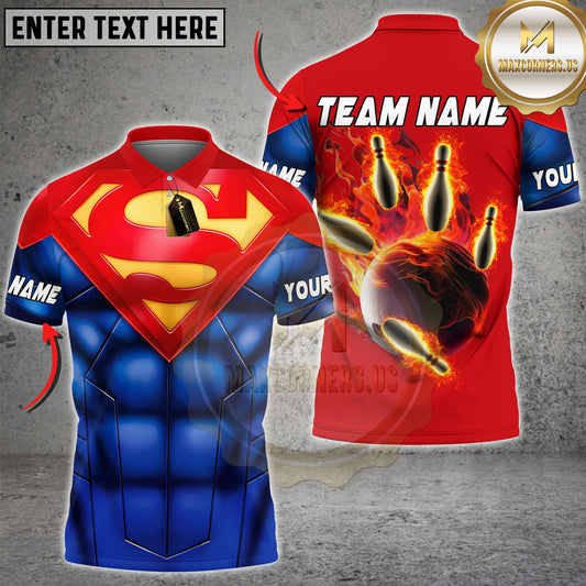 Maxcorners Bowling Hero Armor Flaming Strike Personalized Name 3D Unisex Shirt