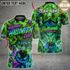 Maxcorners Halloween Shirt Neon Green Nightmare Bowling Pumpkin Design Multi Options Personalized Name, Team Name Unisex 3D Shirt (4 Colors)