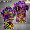 Maxcorners Halloween Shirt Neon Green Nightmare Bowling Pumpkin Design Multi Options Personalized Name, Team Name Unisex 3D Shirt (4 Colors)