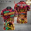 Maxcorners Halloween Shirt Neon Green Nightmare Bowling Pumpkin Design Multi Options Personalized Name, Team Name Unisex 3D Shirt (4 Colors)