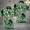 Maxcorners Bowling Polo Shirt Crazy Evil Expressive Face Pins Ball Strike Flaming Fire Graphic Text Multi Options Personalized Name, Team Name Unisex 3D Shirt (5 Colors)