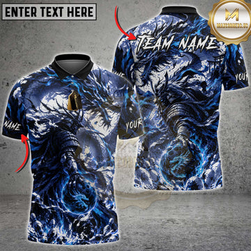 Maxcorners Bowling Samurai Dragon 8 Ball Graphic Personalized Name, Team Name Unisex 3D Shirt (4 Colors)