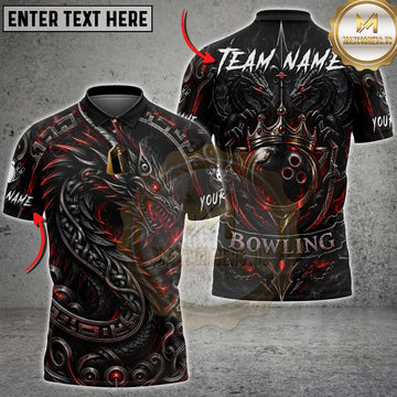 Maxcorners Bowling Dragon 8 Ball Graphic Personalized Name, Team Name Unisex 3D Shirt (4 Colors)