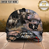Maxcorners Hunting Leather Patch Ripped Style 3D Personalized Name 3D Cap (Deer/Moose/Boar/Bear)