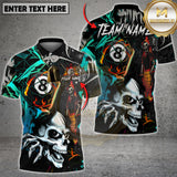 Maxcorners Billiard Shirt Skull Fire 8 Ball Neon Street Art Style Multi Options Personalized Name, Team Name 3D Shirt