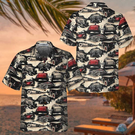 Maxcorners Vintage Hot Rod Car Hawaiian Shirt