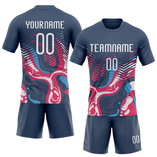 Maxcorners Custom Navy White Fluid Sublimation Volleyball Uniform Jersey LM2605