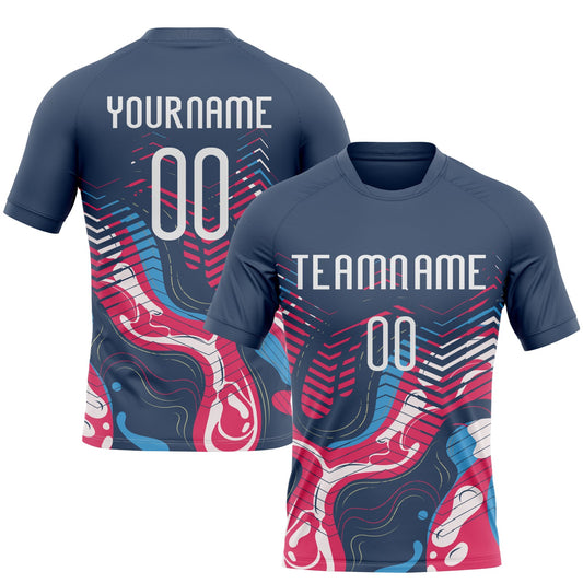 Maxcorners Custom Navy White Fluid Sublimation Volleyball Uniform Jersey LM2605