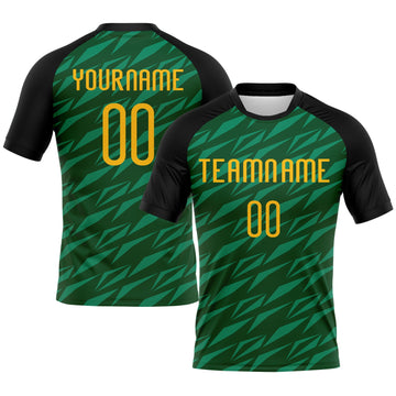 Maxcorners Custom Green Gold-Black Geometric Shape Sublimation Volleyball Uniform Jersey LM2605