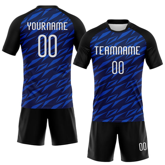 Maxcorners Custom Navy Thunder Blue-Black Geometric Shape Sublimation Volleyball Uniform Jersey LM2605