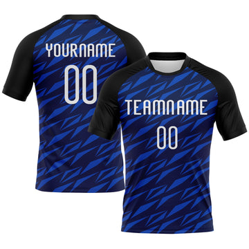 Maxcorners Custom Navy Thunder Blue-Black Geometric Shape Sublimation Volleyball Uniform Jersey LM2605