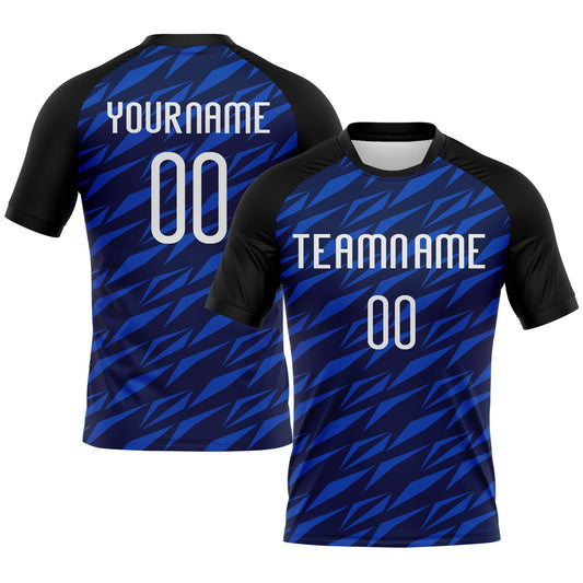 Maxcorners Custom Navy Thunder Blue-Black Geometric Shape Sublimation Volleyball Uniform Jersey LM2605