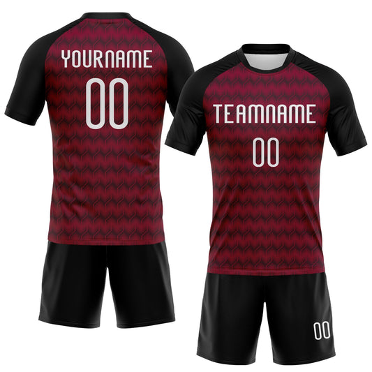 Maxcorners Custom Maroon White-Black Geometric Shape Sublimation Volleyball Uniform Jersey LM2605