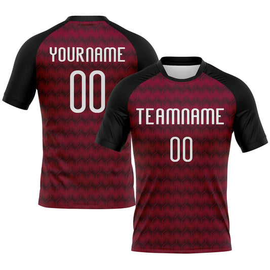 Maxcorners Custom Maroon White-Black Geometric Shape Sublimation Volleyball Uniform Jersey LM2605