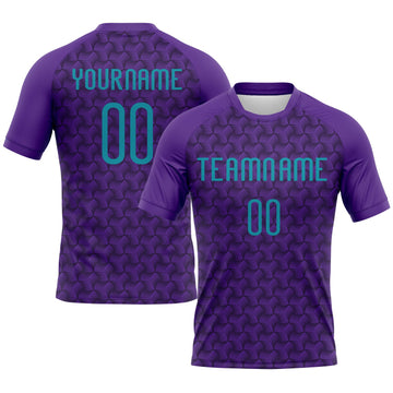 Maxcorners Custom Purple Teal-Black Geometric Shape Sublimation Volleyball Uniform Jersey LM2605