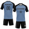 Maxcorners Custom Light Blue Black-White Geometric Shape Pro Sublimation Volleyball Uniform Jersey LM2605