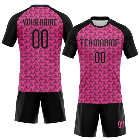 Maxcorners Custom Pink Black Geometric Shape Sublimation Volleyball Uniform Jersey LM2605