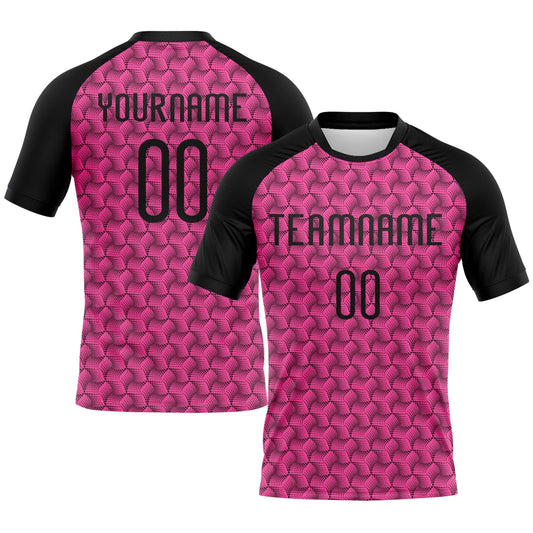 Maxcorners Custom Pink Black Geometric Shape Sublimation Volleyball Uniform Jersey LM2605