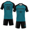 Maxcorners Custom Teal Black Geometric Shape Sublimation Volleyball Uniform Jersey LM2605