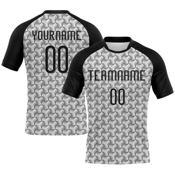 Maxcorners Custom White Black Geometric Shape Classic Sublimation Volleyball Uniform Jersey LM2605