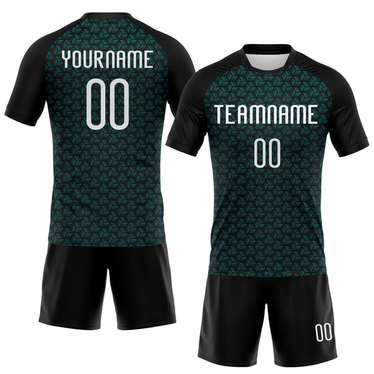 Maxcorners Custom Teal White-Black Geometric Shape Sublimation Volleyball Uniform Jersey LM2605