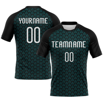 Maxcorners Custom Teal White-Black Geometric Shape Sublimation Volleyball Uniform Jersey LM2605