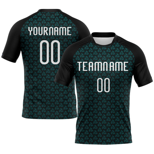Maxcorners Custom Teal White-Black Geometric Shape Sublimation Volleyball Uniform Jersey LM2605